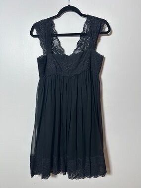 Marchesa Notte Black Silk & Lace Sleeveless Babydoll Dress SZ 6
